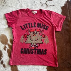 Junk Food Originals Little Miss Christmas Tee Red Graphic T-Shirt Size Medium